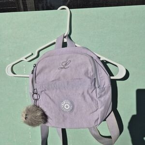 Kipling Lavender Backpack with Pom-Pom
